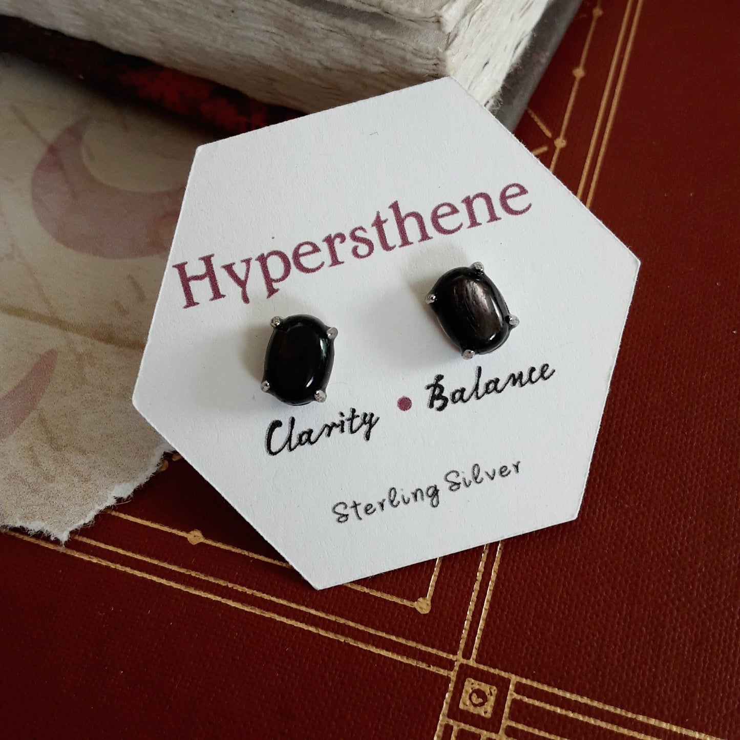 Sterling Silver Star Hypersthene Stud earrings, Protection Jewelry, Balancing stone, Gemstone stud earrings, Crystal Lover Gift