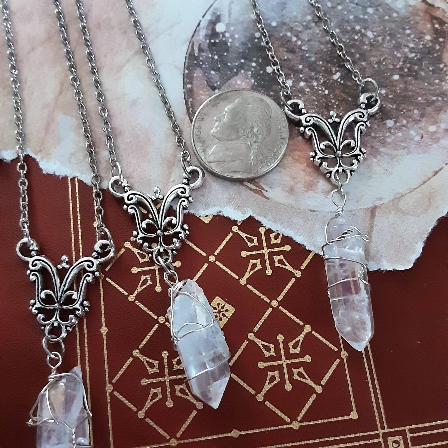Crystal Quartz Necklace, Fairy core Jewelry, Good Vibes Crystal, Ethereal, Dainty Gem Necklace, Gift idea