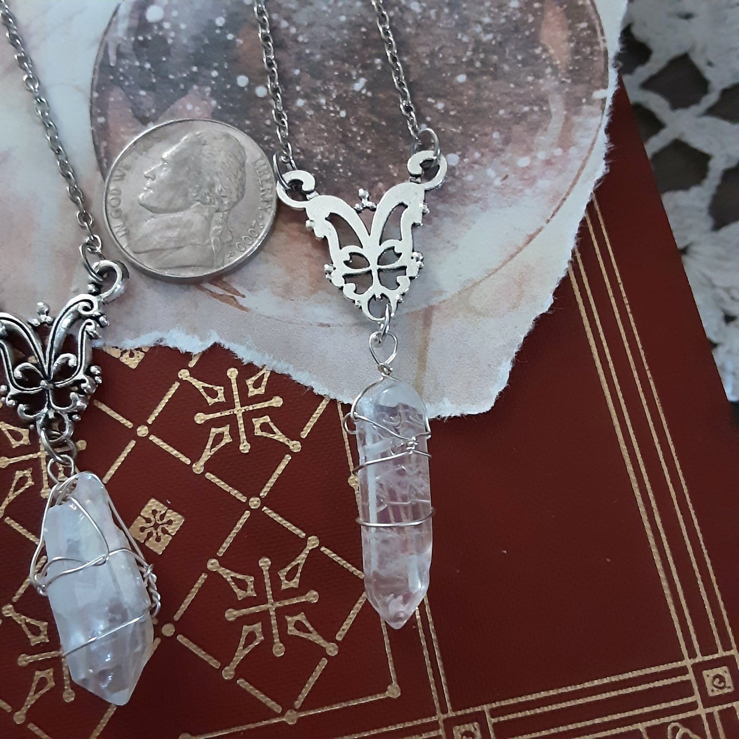 Crystal Quartz Necklace, Fairy core Jewelry, Good Vibes Crystal, Ethereal, Dainty Gem Necklace, Gift idea