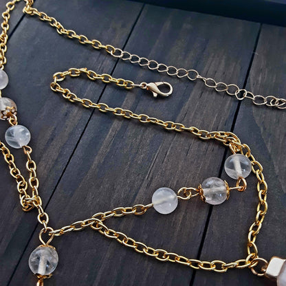 Witchy Wedding Necklace Clear Quartz points Adjustable plus size choker necklace Renaissance Faire jewelry